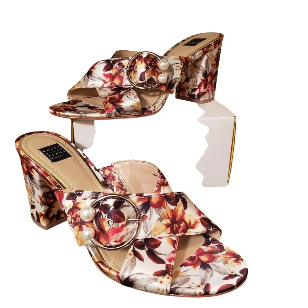 White House Black Market Floral Spring Summer Pumps Heels Size 8‎